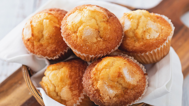 A basket of homemade muffins