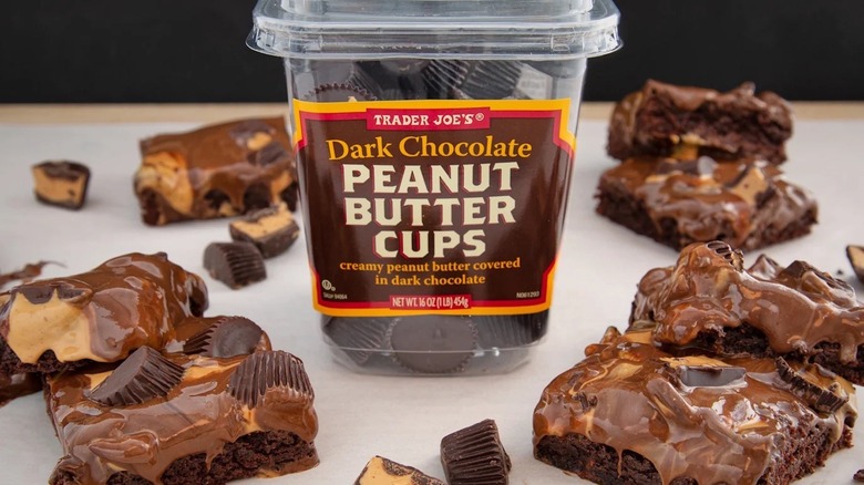 Trader Joe's peanut butter cups and brownies on table