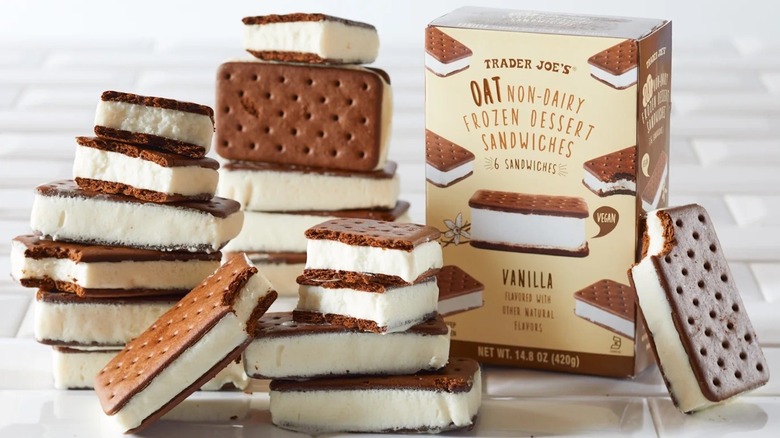 Trader Joe's non dairy ice cream sandwiches stacked