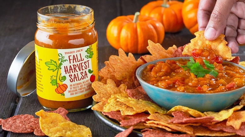 Trader Joe's Fall Harvest Salsa with chips