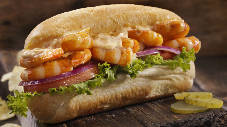 Close-up of shrimp roll 