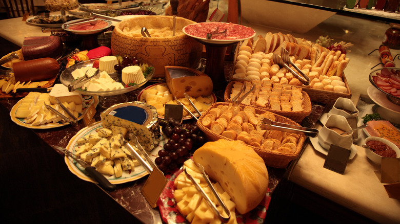 buffet table at brazilian steakhouse 