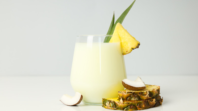 Piña colada with fresh coconut and pineapple