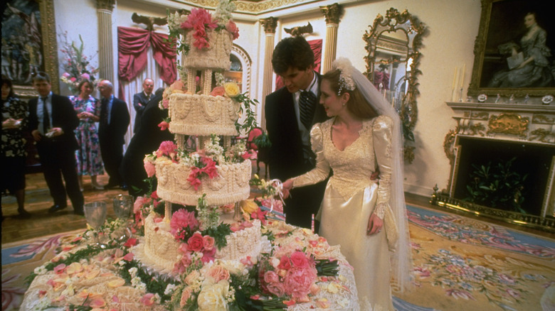 Thomas Reckling and Michelle Hodgess cut cake in 1993