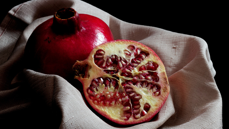 Pomegranate cut in two