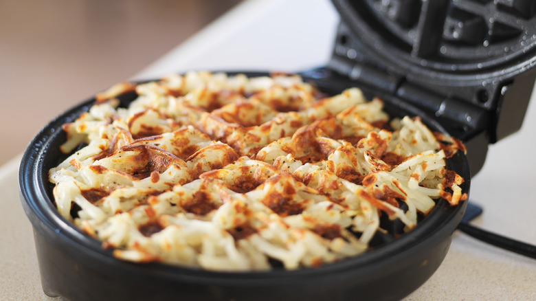 Hash browns in waffle iron