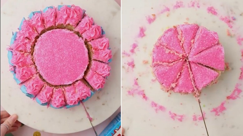 dividing 8-inch cake into 30ish pieces