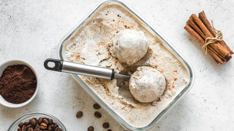 scooping coffee ice cream