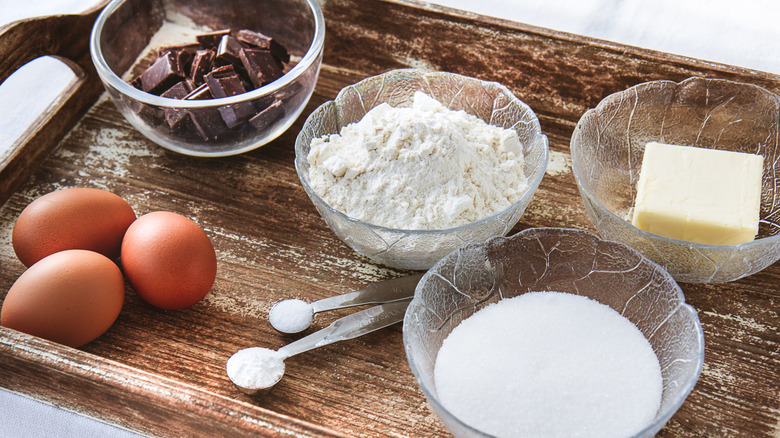 bowls of ingredients for baking