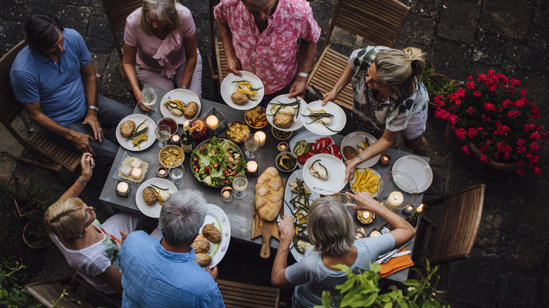 Group sharing foods in Italy