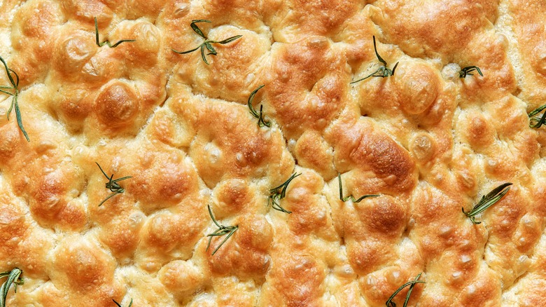 Focaccia bread up close