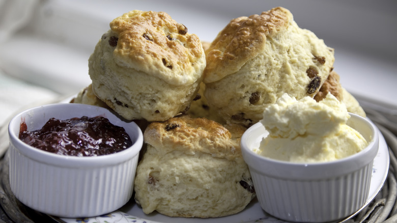 scones with butter and jam