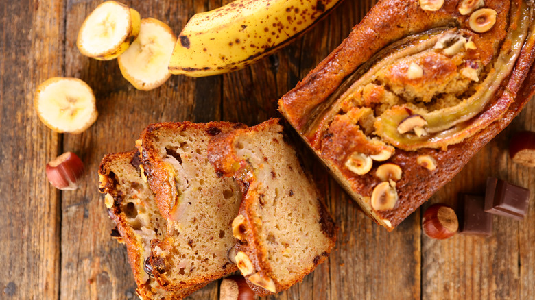 banana bread on table