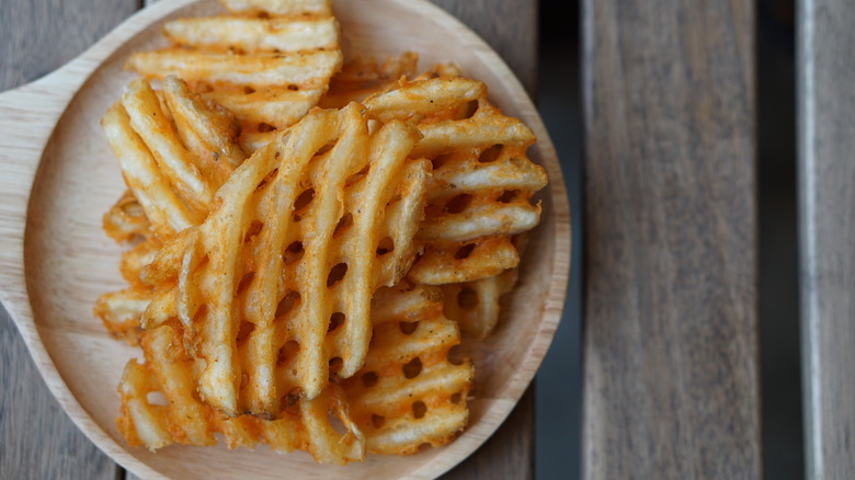 waffle fries close up