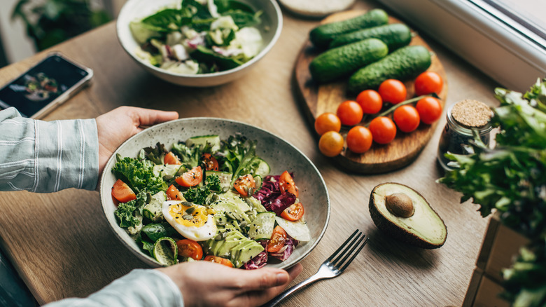 making a salad at home