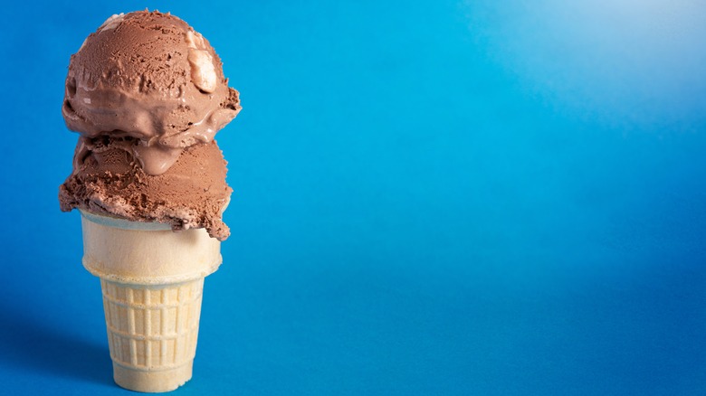 rocky road ice cream in cone