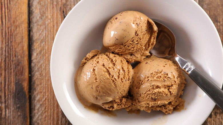 coffee flavored ice cream in bowl