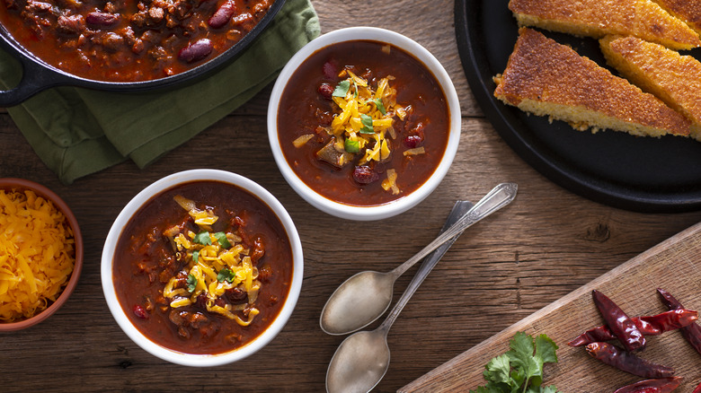 Chili in bowls