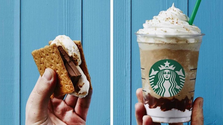 Starbucks S'mores Frappe next to s'mores