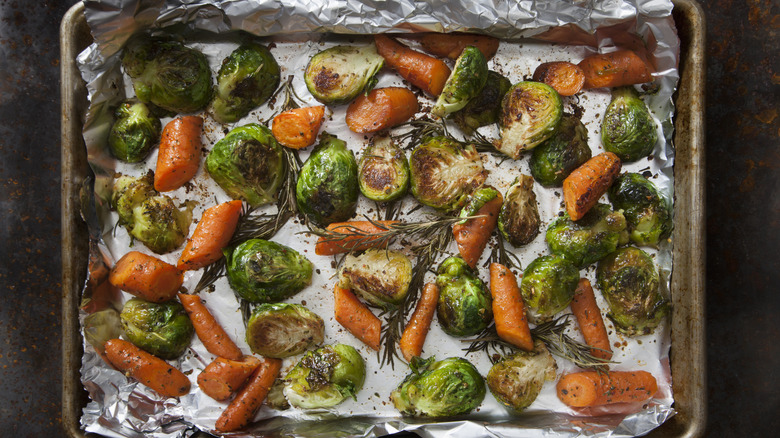 Roasted vegetables on sheet pan