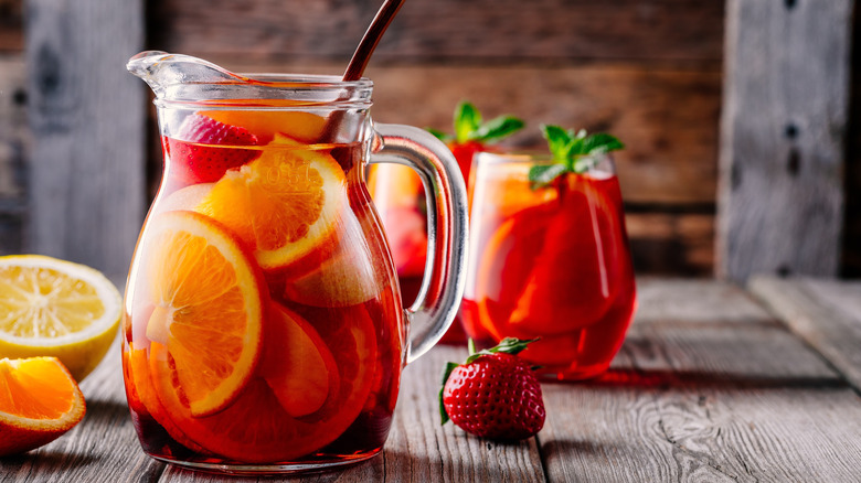 Pitcher of homemade sangria