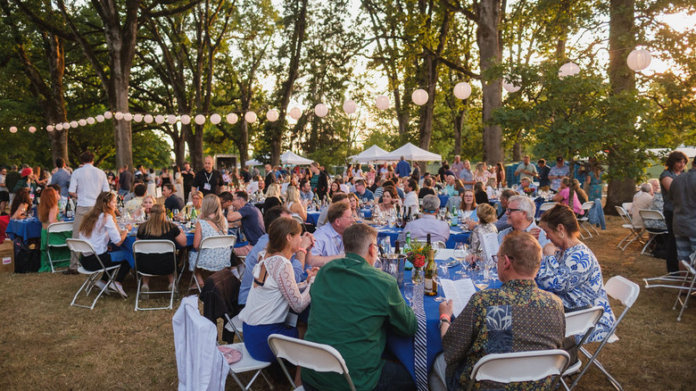 outdoor tables at wine festival