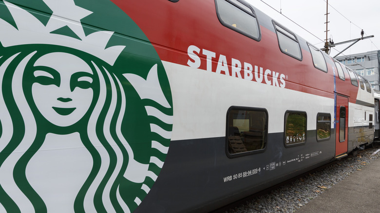 Starbucks logo on train