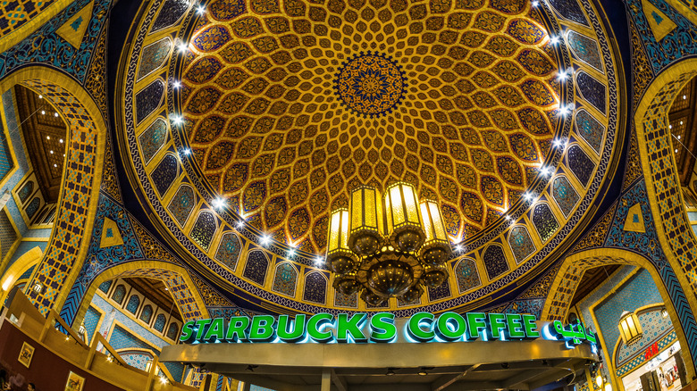 Ceiling of IBN Battuta Mall Starbucks