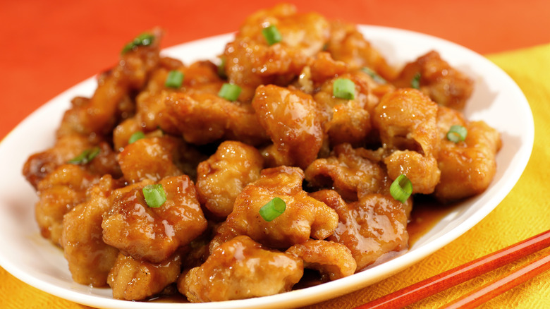 orange chicken on a plate