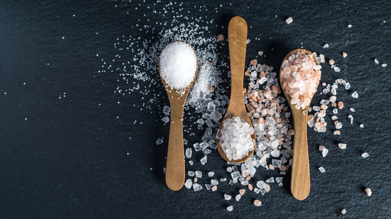 different salts on spoons