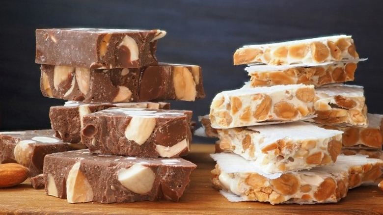 Chunks of torrone and nougat