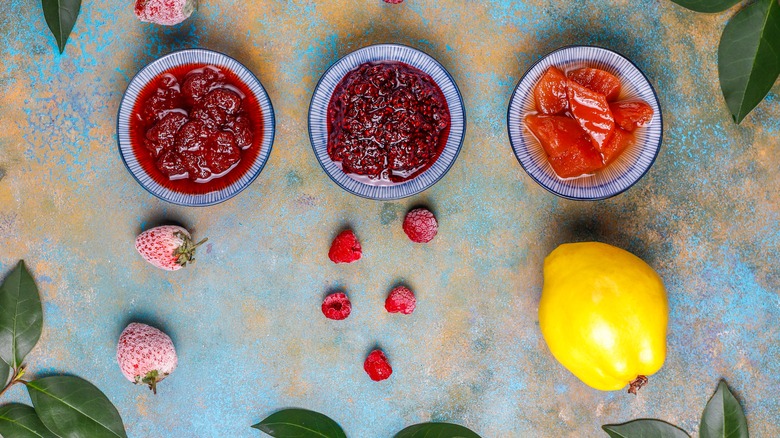 Plum compote in a glass jar