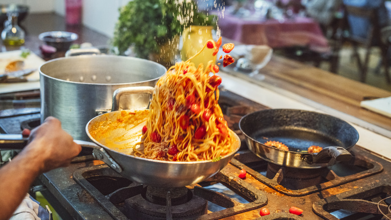 Finishing Pasta in the Sauce