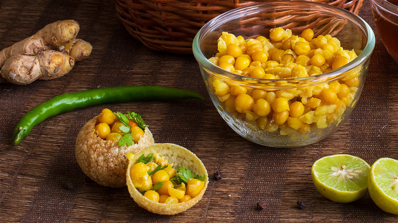 Chickpeas in pani puri