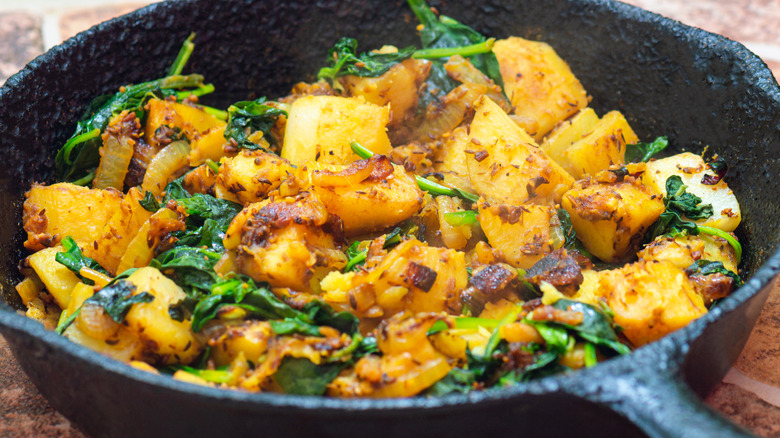 Potato dish with spinach