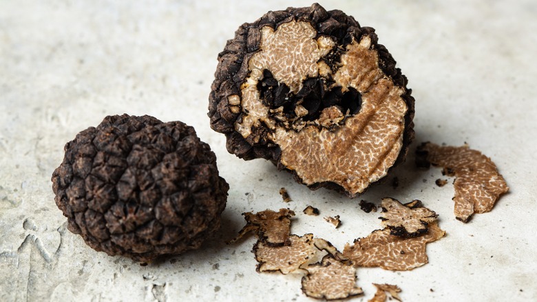 Sliced black truffle