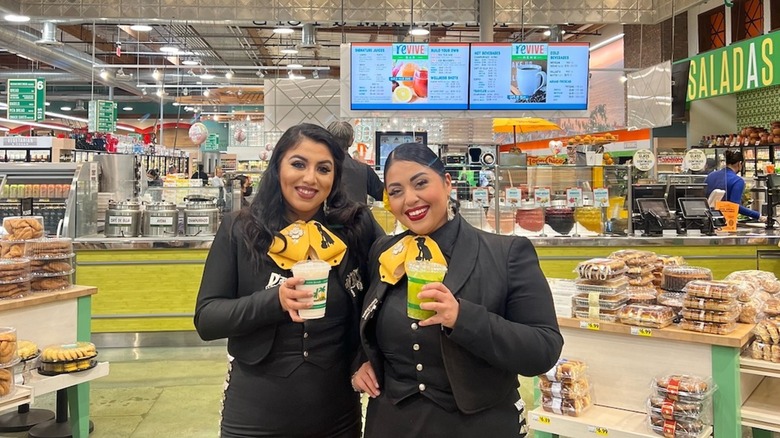 Ladies enjoying drinks in the Aqua Frescas section of Vallarta Supermarkets