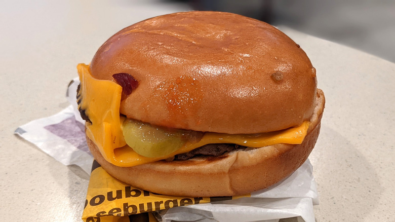 McDonald's Double Cheeseburger on wrapper