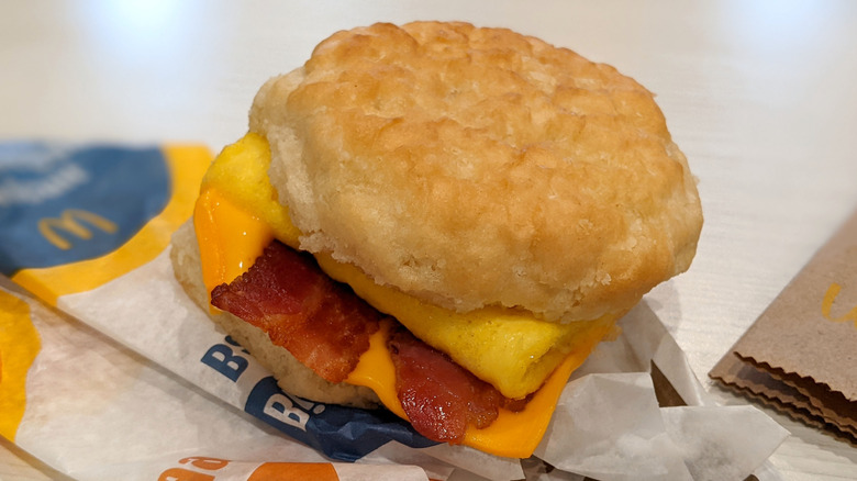 McDonald's Bacon, Egg & Cheese Biscuit on wrapper