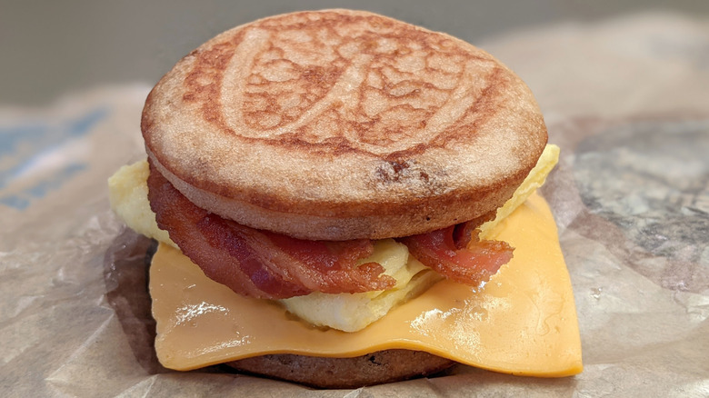 McDonald's Bacon, Egg & Cheese McGriddles on wrapper