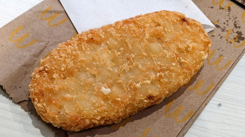 McDonald's Hash Brown on paper bag