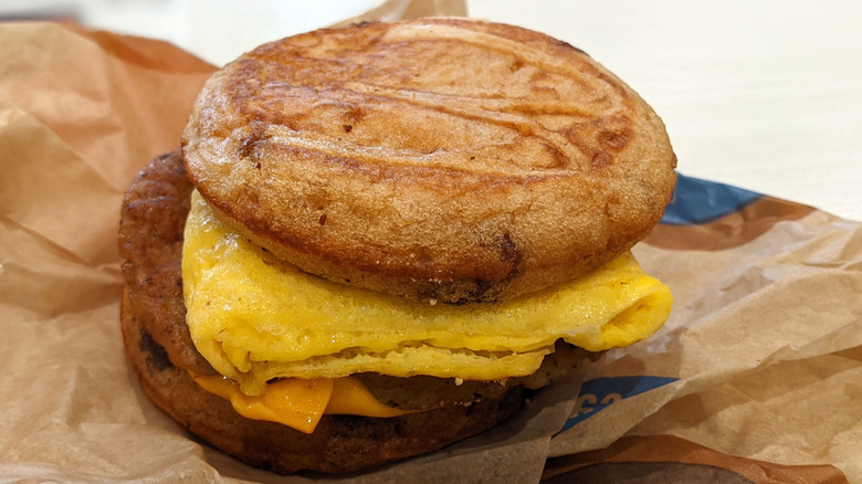 McDonald's Sausage, Egg & Cheese McGriddles on wrapper