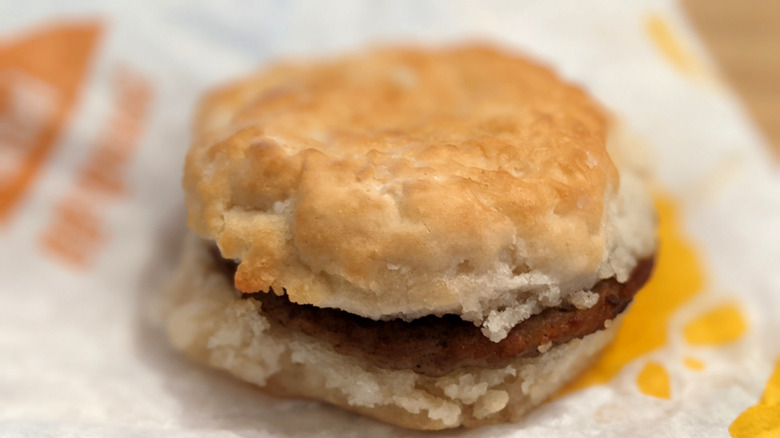 McDonald's Sausage Biscuit on wrapper