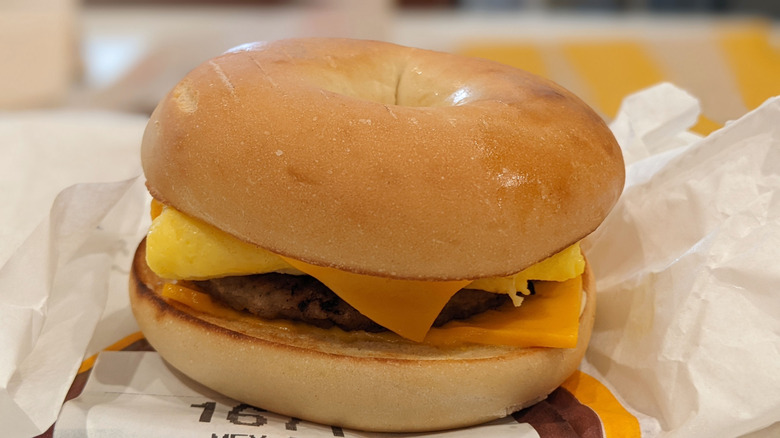 McDonald's Sausage, Egg & Cheese Bagel on wrapper