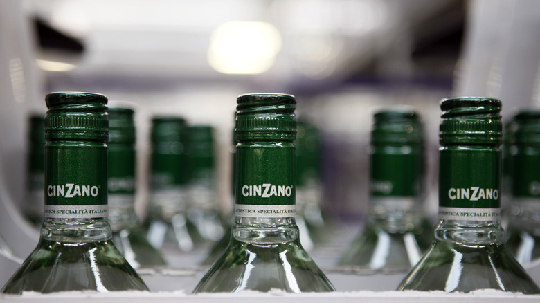 Bottles of Cinzano extra-dry vermouth