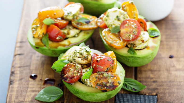 caprese stuffed in avocado halves