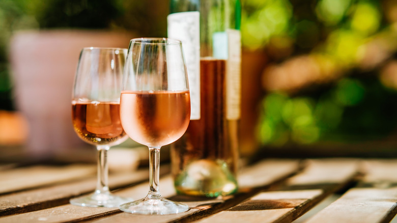 Glasses and bottle of rosé