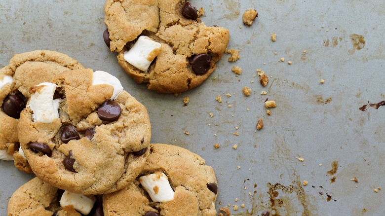 S'mores cookies on baking sheet