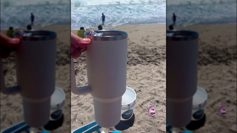 Stanley tumbler at the beach