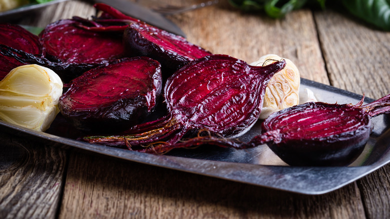 Grilled beets on a plate